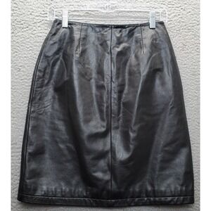 Maxima‎ Wilsons Pencil Skirt Womens 4 Black Leather Vent Back Zipper 90s Y2K